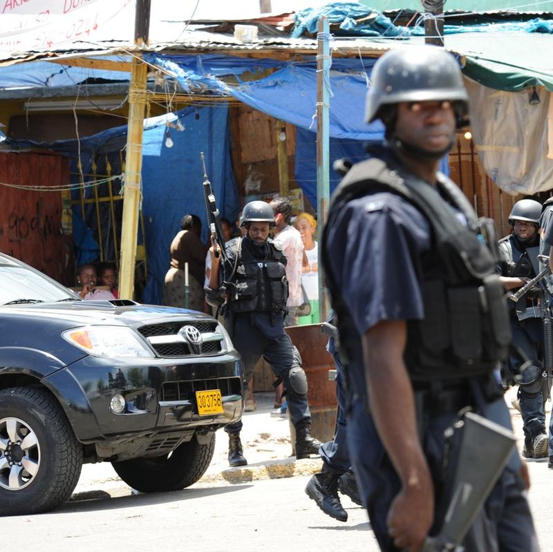 Police patrol on May 24, 2010 in Kingston, Jamaica.